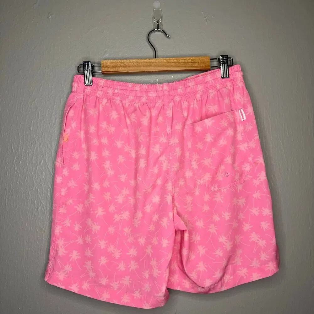 CHUBBIES Pink Palm Print Swim Trunks Size Small Summer beach pool casual
